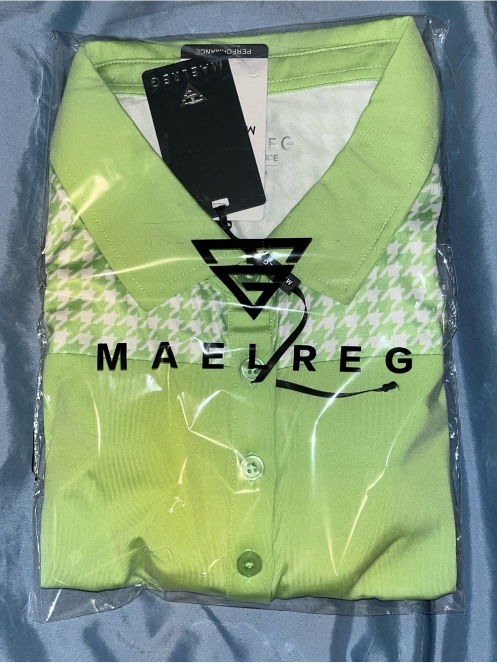 Maelreg Women's Lime Green Houndstooth Polo